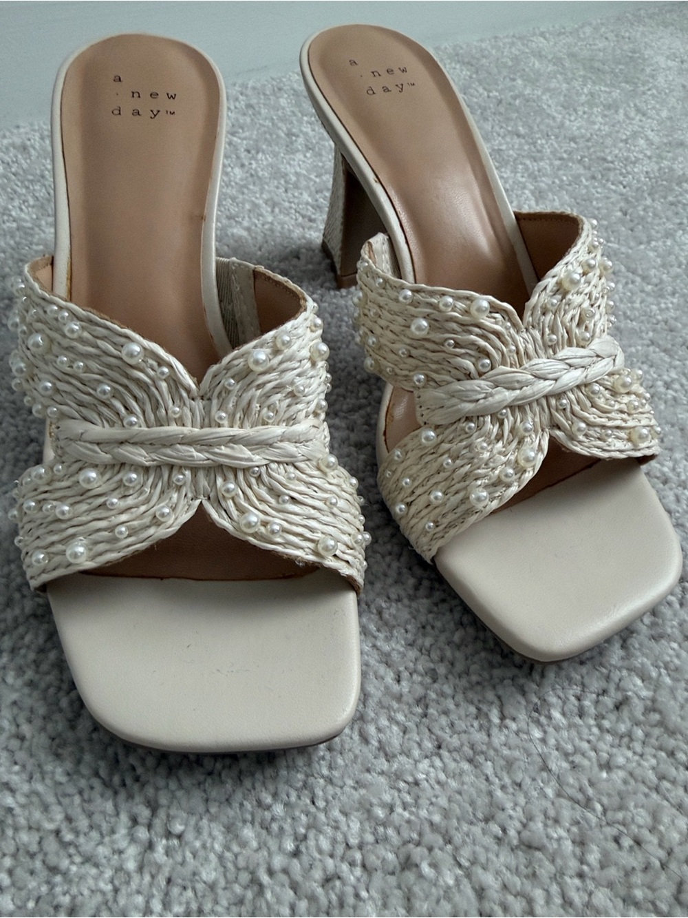 A New Day Pearl- Cream Braided Slide Heel - Picture 4 of 4